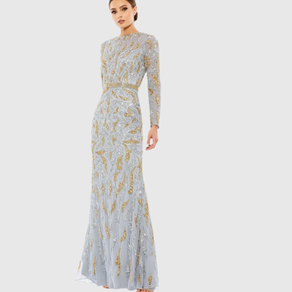 MAC DUGGAL Beaded Long Sleeve Gown 16
